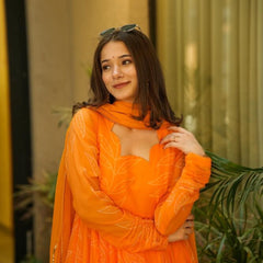 Marigold Orange Georgette Suit Set