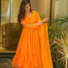Marigold Orange Georgette Suit Set