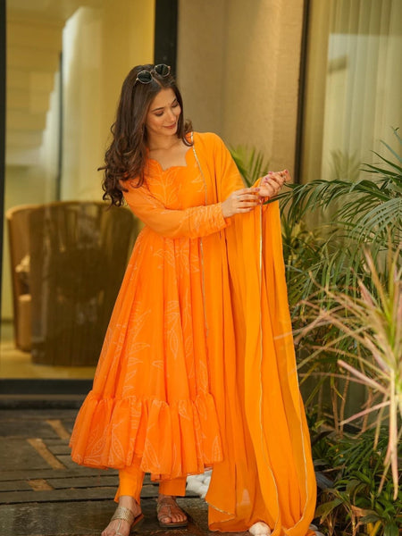 Marigold Orange Georgette Suit Set