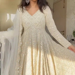 Aniska Lakhnavi Embroidered Work Anarkali Suit Set