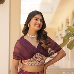 Russian Silk Rich Digital Printed With Foil Embroidery Work Lehenga Choli KA-5032