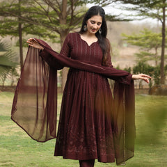 Derry's Cofee Coloured Anarkali Suit