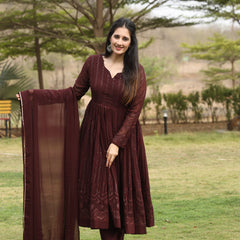 Derry's Cofee Coloured Anarkali Suit