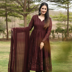 Derry's Cofee Coloured Anarkali Suit