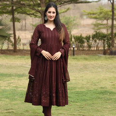 Derry's Cofee Coloured Anarkali Suit