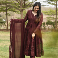 Derry's Cofee Coloured Anarkali Suit