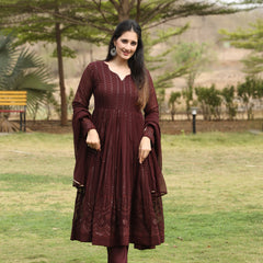 Derry's Cofee Coloured Anarkali Suit