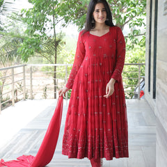 Maroon Premium Quality  Anarkali Suit Set