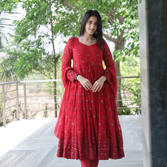 Maroon Premium Quality  Anarkali Suit Set