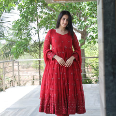 Maroon Premium Quality  Anarkali Suit Set