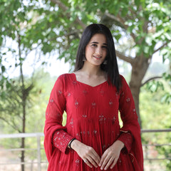 Maroon Premium Quality  Anarkali Suit Set