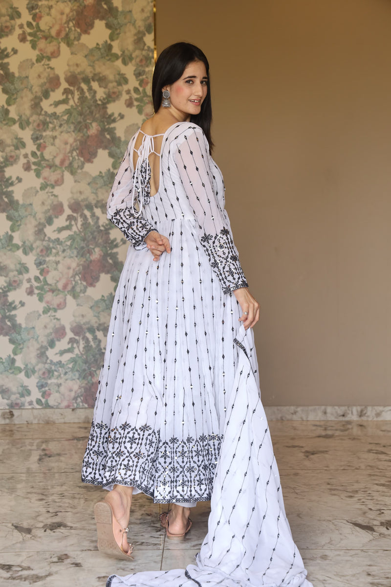 Aditi's White Anarkali Suit Set
