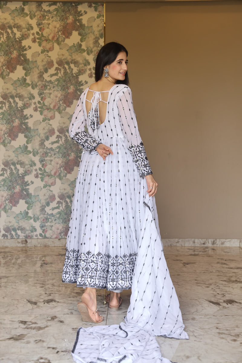 Aditi's White Anarkali Suit Set