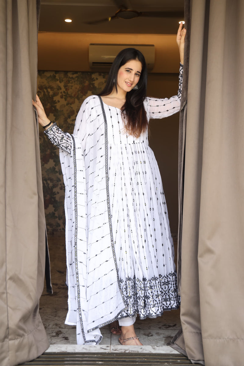Aditi's White Anarkali Suit Set