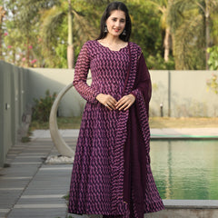 Dharani's Wine Coloured Anarkali Suit