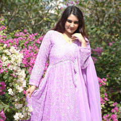 Vedika's Purple Coloured Premium Quality Anarkali Suit Set