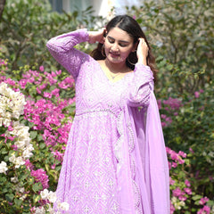 Vedika's Purple Coloured Premium Quality Anarkali Suit Set