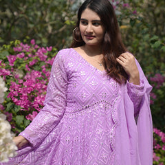 Vedika's Purple Coloured Premium Quality Anarkali Suit Set