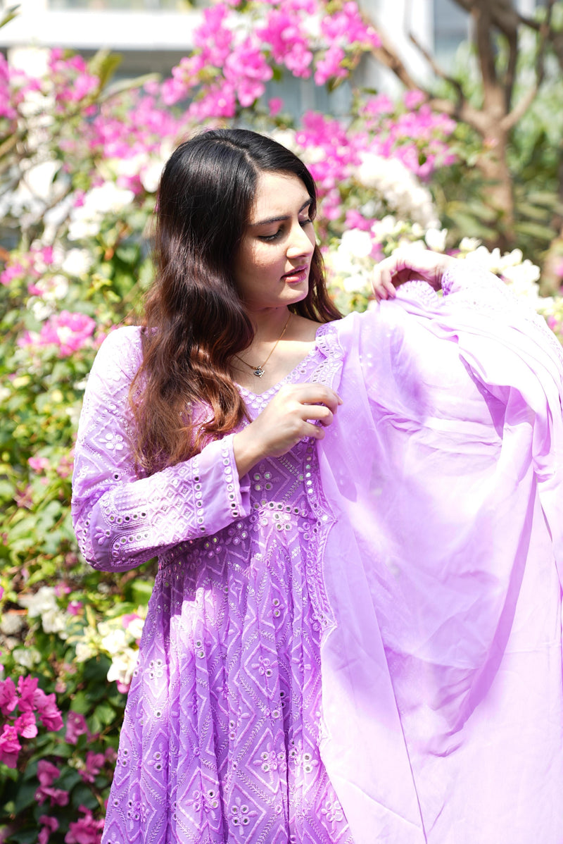 Vedika's Purple Coloured Premium Quality Anarkali Suit Set