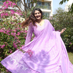 Vedika's Purple Coloured Premium Quality Anarkali Suit Set