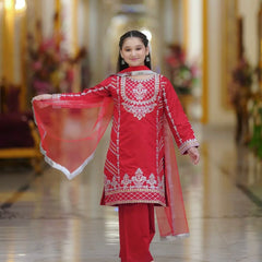 TRENDING TOP WITH BOTTOM AND DUPATTA SET READY TO WEAR COLLECTION OC-214 Cherry Red