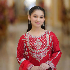 TRENDING TOP WITH BOTTOM AND DUPATTA SET READY TO WEAR COLLECTION OC-214 Cherry Red