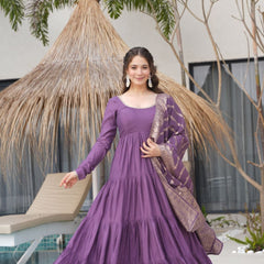 Premium Quality  Roman Silk Gown Anarkali Suit Set