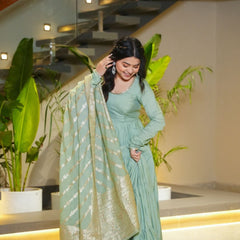 Premium Quality  Roman Silk Gown Anarkali Suit Set