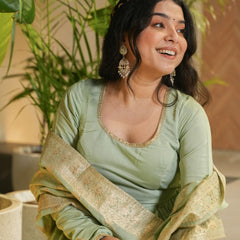 Premium Quality  Roman Silk Gown Anarkali Suit Set