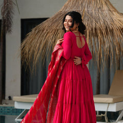 Premium Quality  Roman Silk Gown Anarkali Suit Set