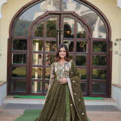 Ganga's Green Readymade Gown