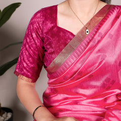 Pink Color Jacquard Silk Patola Print With Zari Weaving Work Saree