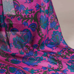 Pink Color Printed With Zari Weaving Work Polyester Viscose Chanderi Saree