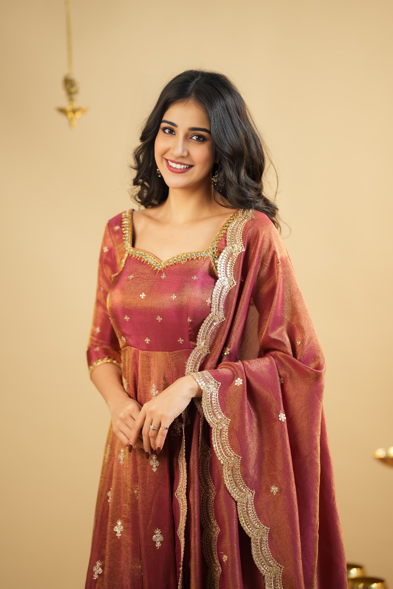 Saakshi`s cosmo Slit Anarkali Premium Suit Set