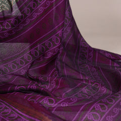Mehandi Color Bandhej Print With Zari Weaving Work Viscose Chanderi Saree