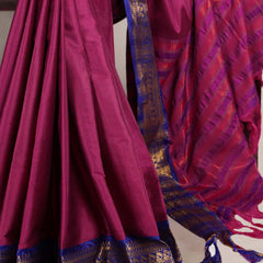 Pink Color Zari Weaving Work Aura Silk Saree