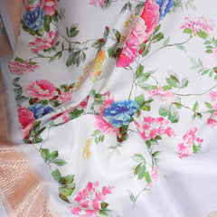 Sky Blue Color Printed Tussar Silk With Viscose Border Saree