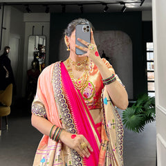 Pink Color Paithani Zari Weaving Work Jacquard Silk Saree