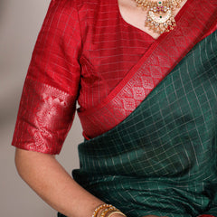 Green Color Patola Print With Weaving Work Tussar Chex Saree