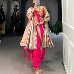 Pink Color Paithani Zari Weaving Work Jacquard Silk Saree