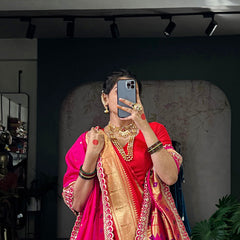 Red color Paithani Zari Weaving Work Jacquard Silk Saree