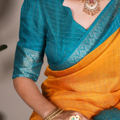 Mustard Color Patola Print With Weaving Work Tussar Chex Saree