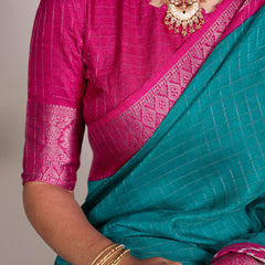 Firozi Color Patola Print With Weaving Work Tussar Chex Saree