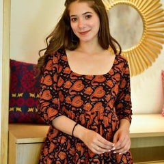 Black Masleen Silk long Gown-AC-7003