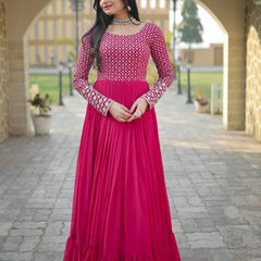 Pink Coloured Party Wear Gown 9122