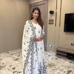 White Design Premium Anarkali Suit Set