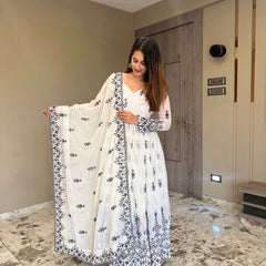 White Design Premium Anarkali Suit Set
