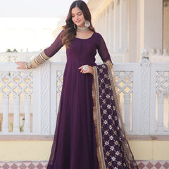 WAINE COLOUR READYMADE ALIA CUT GOWN WITH DUPATTA SET-KKA-1070