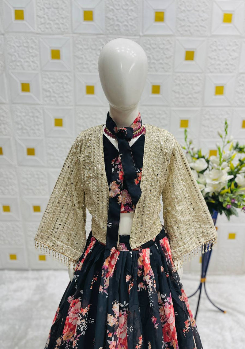 New Designer Lehenga Choli With Koti Ready To Wear Collection OC-210 Black