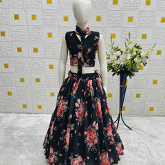 New Designer Lehenga Choli With Koti Ready To Wear Collection OC-210 Black